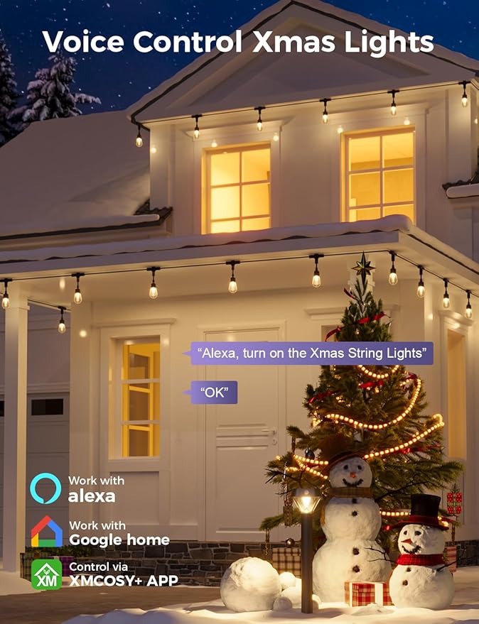 XMCOSY+ Smart Patio Lights 49Ft LED Outdoor String Lights Waterproof IP65 - Image 3