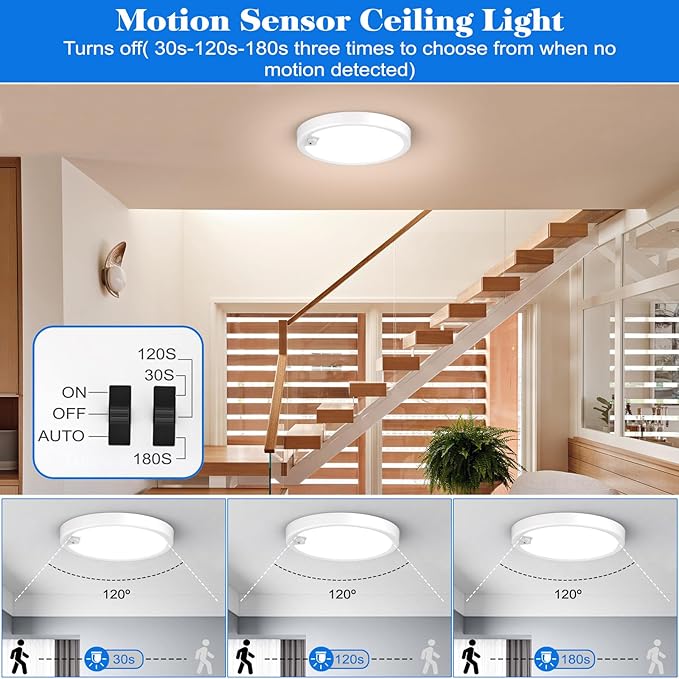 4PACK Flush Mount Ceiling Light Fixture Wired, Motion Sensor Ceiling Light - Image 8