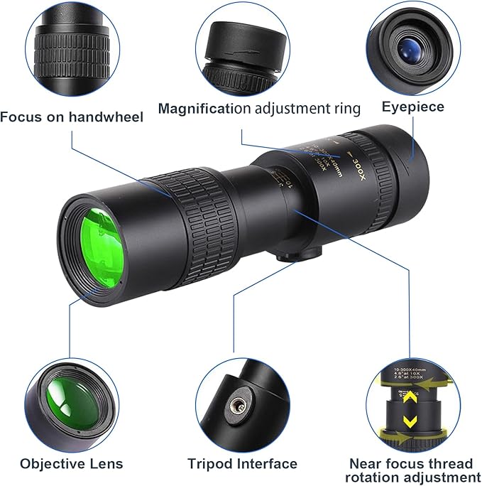 10-300x40 Monoculars for Adults High Powered – Zoom Monocular Telescope - Image 5