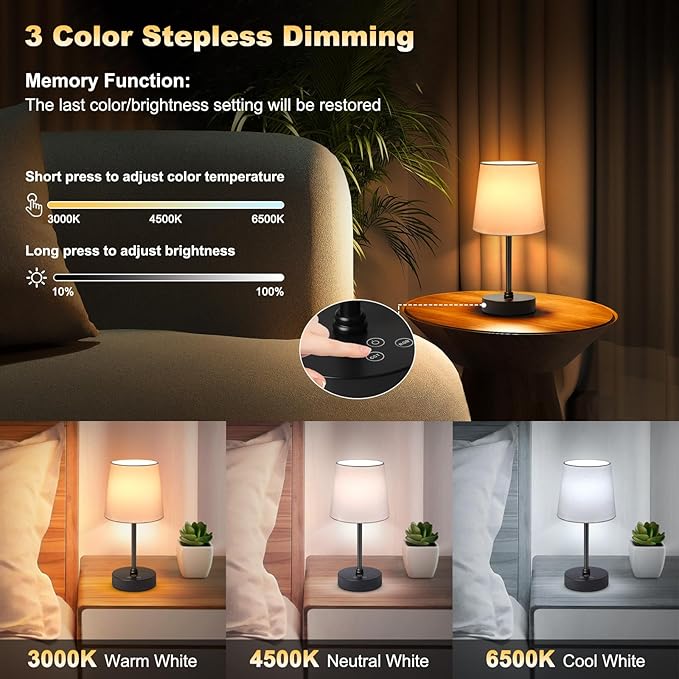 Wowag Cordless Table Lamp, 5000mAh Rechargeable Battery Operated Desk Lamp - Image 3