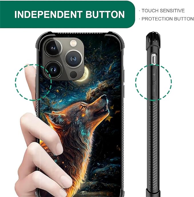 for iPhone 14 Pro Max Case, Star Cave Hungry Wolf Pattern Graphic Design Girl - Image 5