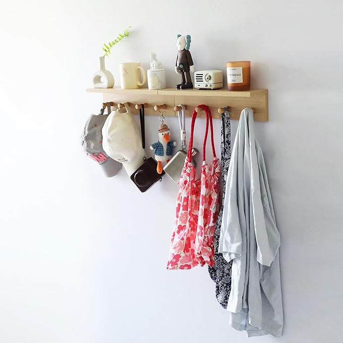 Entrance Coat Rack ，Coat Hooks, Wall-Mounted Wooden Hook Rack, Wall-Mounted - Image 3