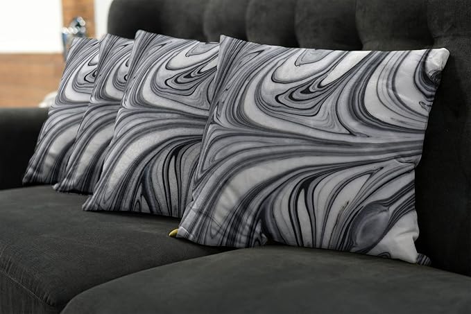 Ambesonne Abstract Throw Pillow Cushion Case Pack of 4, Mix of White and Black - Image 7