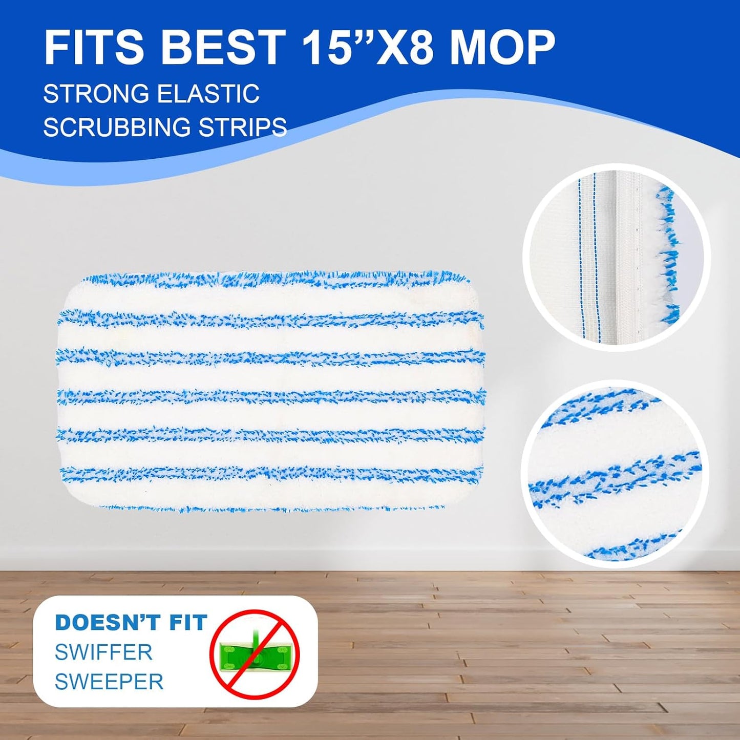 4 Pack Reusable Mop Replacement Pads Suitable for 15*8 inch Flat Mops, Compatible with Hardwood Floor More Microfiber Mop, Cotton Terry Cloth, Floor Cleaner Pads