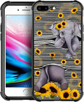 for iPhone 7/8 Case, Cute Little Elephant Sunflower White Line Art Pattern Made by FKBRCL4U