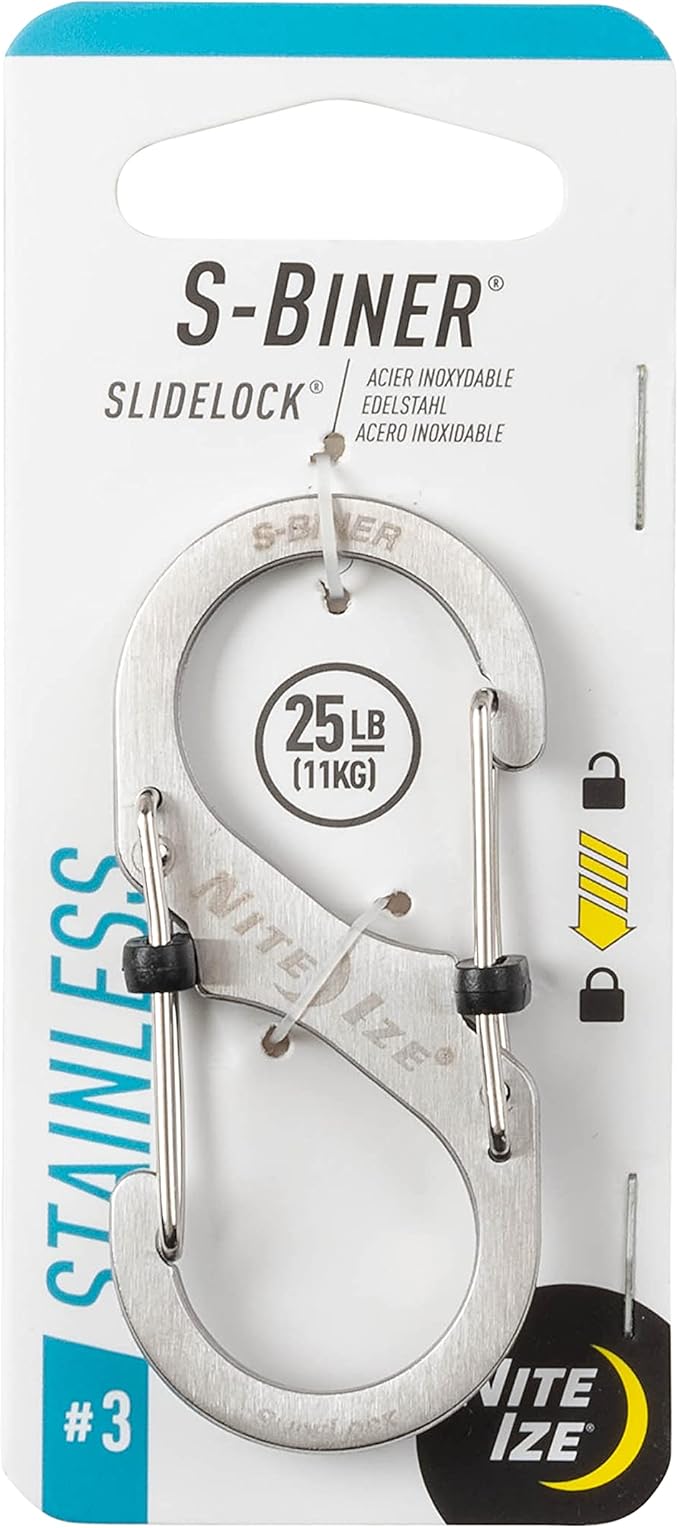 Nite Ize Size-3 S-Biner SlideLock Dual Carabiner, Locking Gates, Stainless Steel by NiteIze