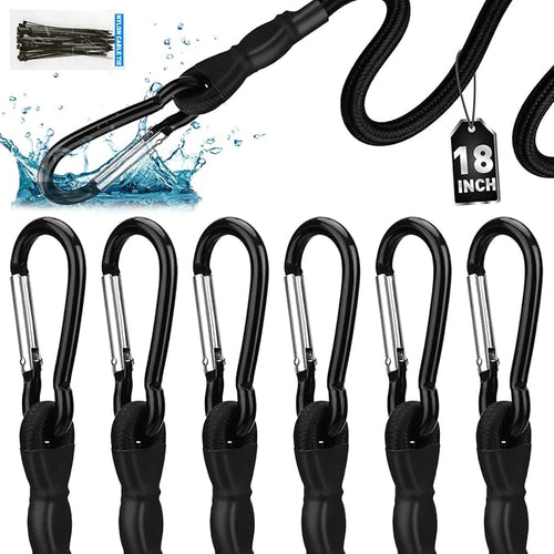 6 Piece 18 Inch Carabiner Bungee Cords by ELEAD