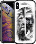 for iPhone Xs Max Case, Lion Cross Jesus Christ Dove Pattern Graphic Design by FKBRCL4U