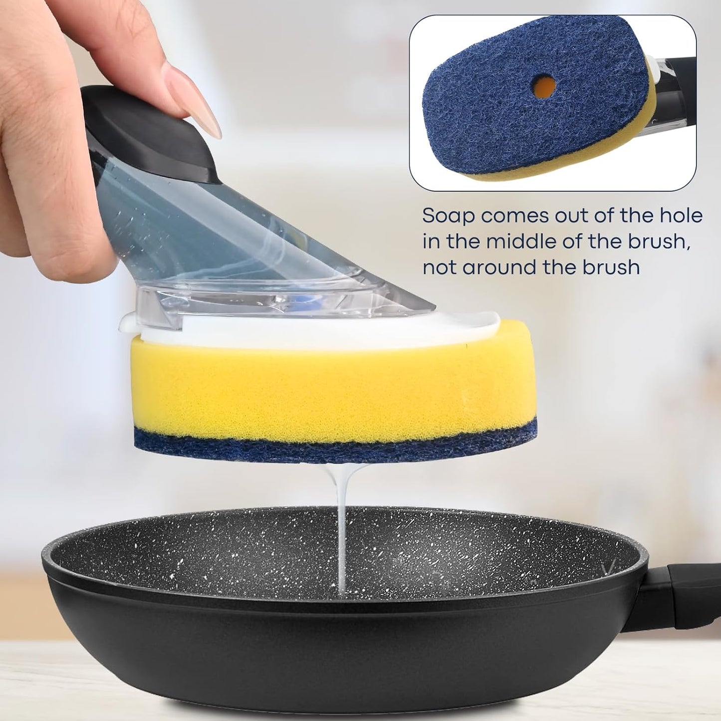 Sponge Brush Refills for OXO Dish Brush, 8 Pack Soap Dispensing Dish Refills, Scrub Replacement Head for Scrubber, Sponge Replacement Head Fits Soap Dispensing Handle