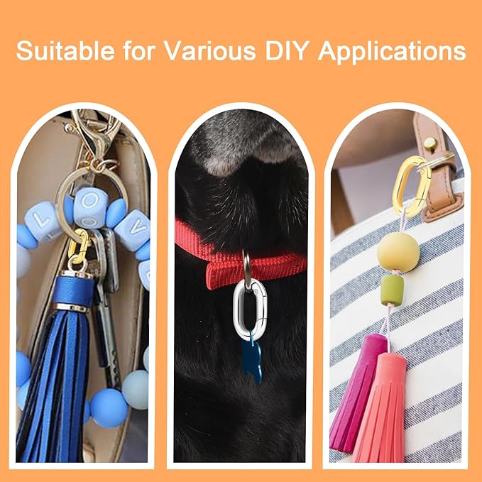 10Pack 5/8 Inch Small Oval Carabiner, Metal Spring Tiny Carabiner Clips - Image 6