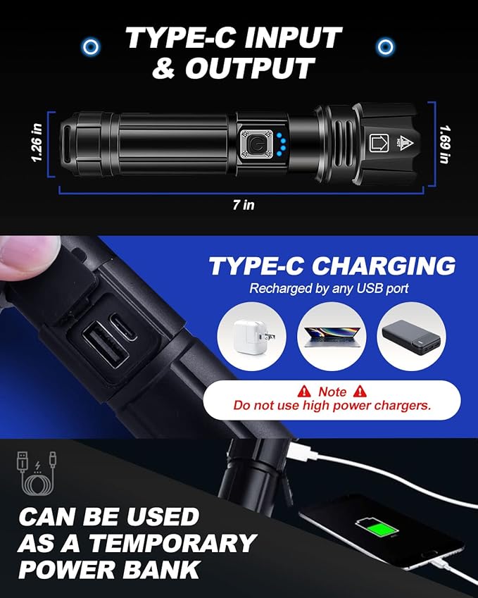 Victoper Rechargeable Flashlight, High Lumens Super Bright Flashlights - Image 6
