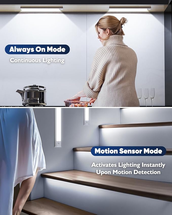 12'' Under Cabinet Lights, 2500mAh LED Battery Operated Rechargeable Motion - Image 5