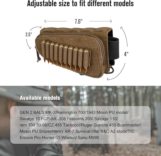 PETAC GEAR Tactical Buttstock Rifle Stock Pack/Adjustable Shell Holder Cheek - Image 6