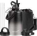 Water Bottle Insulated 32oz 40oz 64oz 128oz Straw Lid Spout Lid & 3 Lids by POYAKU