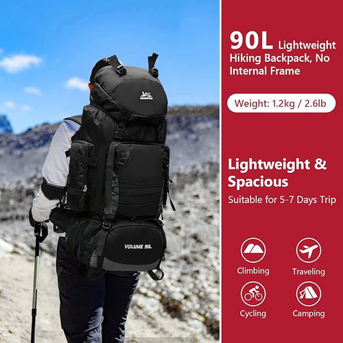 90L Hiking Backpack, Waterproof Camping Bag - Image 2