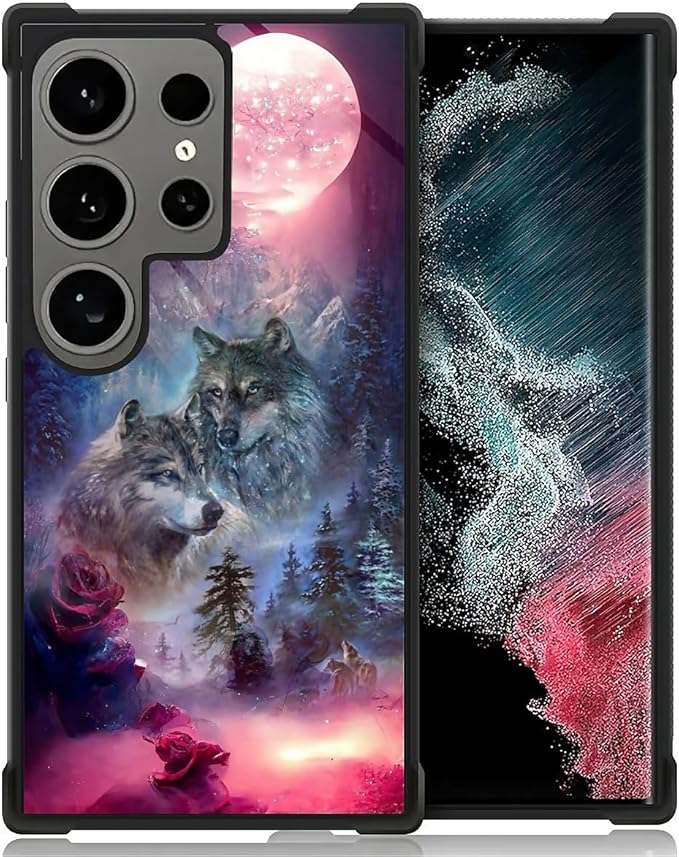 for Samsung Galaxy S24 Ultra Case, Star Two Wolfs Howling Pattern Graphic by FKBRCL4U
