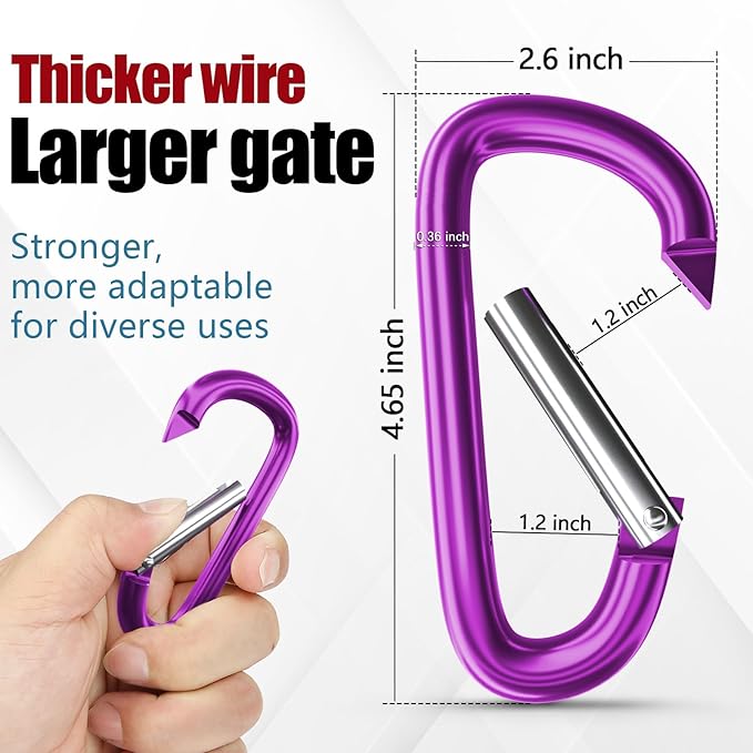 sprookber 4" & 5" Extra Large Aluminum Carabiner D Ring, Caribeener Clips - Image 2