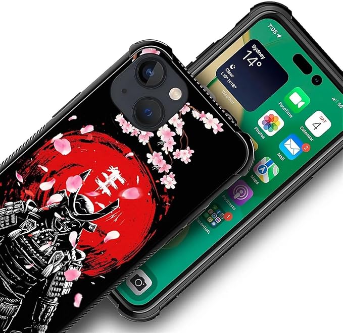 for iPhone 14 Plus Case, Sakura Japanese Samurai Pattern Graphic Design Girl - Image 5