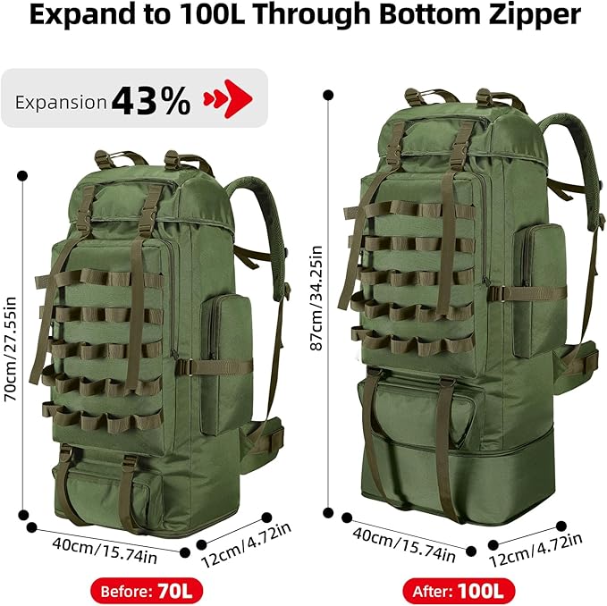 70L/100L Camping Hiking Backpack - Image 2