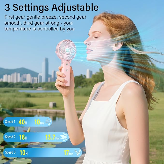 HandFan 10400mAh Personal Handheld Fan, 40Hrs Long-Lasted Hand Fan Rechargeable - Image 4