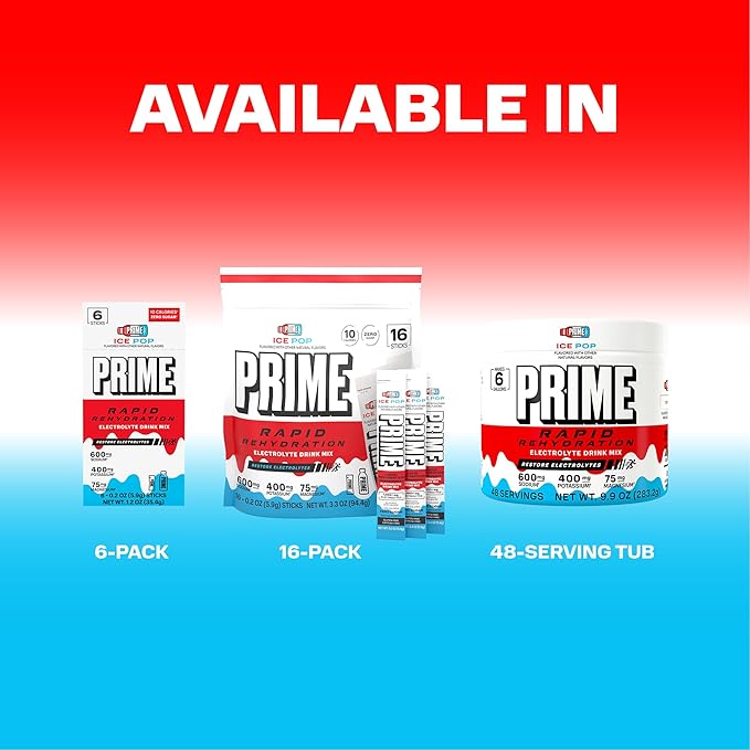 Prime Rapid Rehydration Electrolyte Powder Sticks, Ice Pop, Sugar Free - Image 8