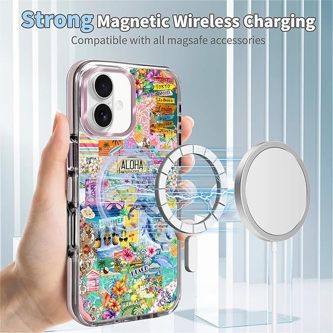 Case for iPhone 16 Plus, Hawaii Aloha Cover Coastal Beach Collage Phone Case - Image 4