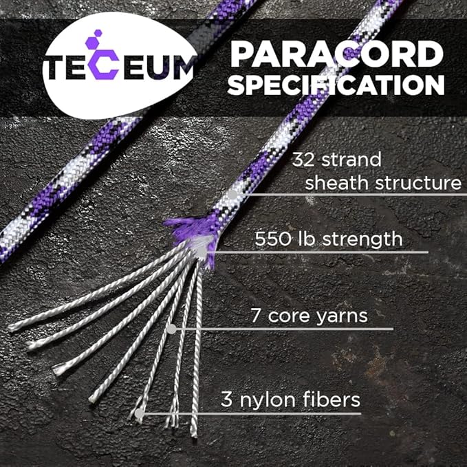 TECEUM 5/32" Paracord Rope 1000 – 1000ft / 200ft / 100ft / 50ft – Tactical - Image 2