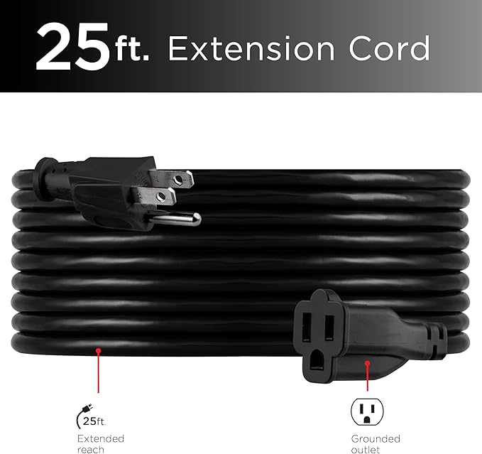 UltraPro Outdoor Extension Cord, 25 Ft, Heavy Duty, UL Certified 3 Prong - Image 2