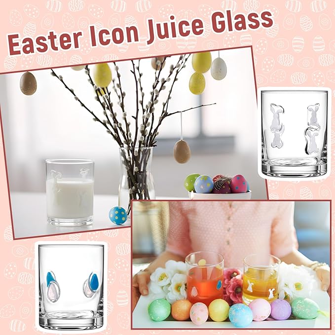 Skylety 2 Pcs Easter Icon Juice Glasses Bunny Drinking Cups Gifts Easter Rabbit - Image 4