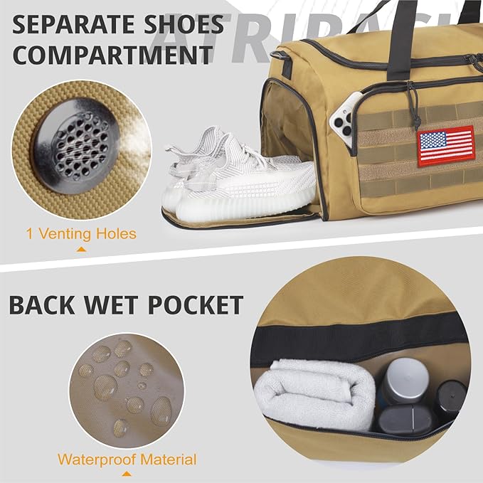Tactical Gym Bag for Men, 60L Large Capacity Duffle Bags - Image 7
