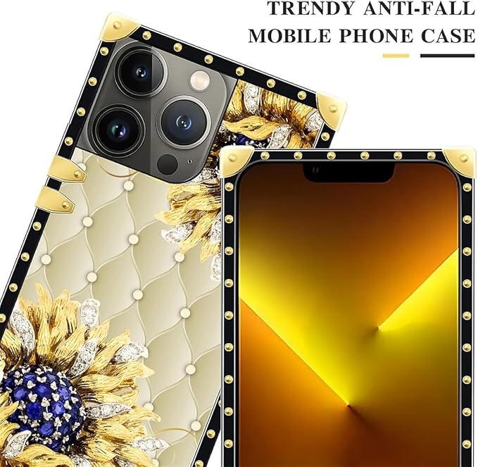 Compatible with iPhone 13 Pro Max Case, Sunflower Diamonds Leather Luxury - Image 4