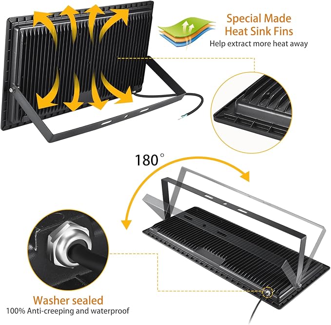 XYCN 500W LED Flood Light, Super Bright 58, 500LM Daylight 5000K IP66 - Image 2