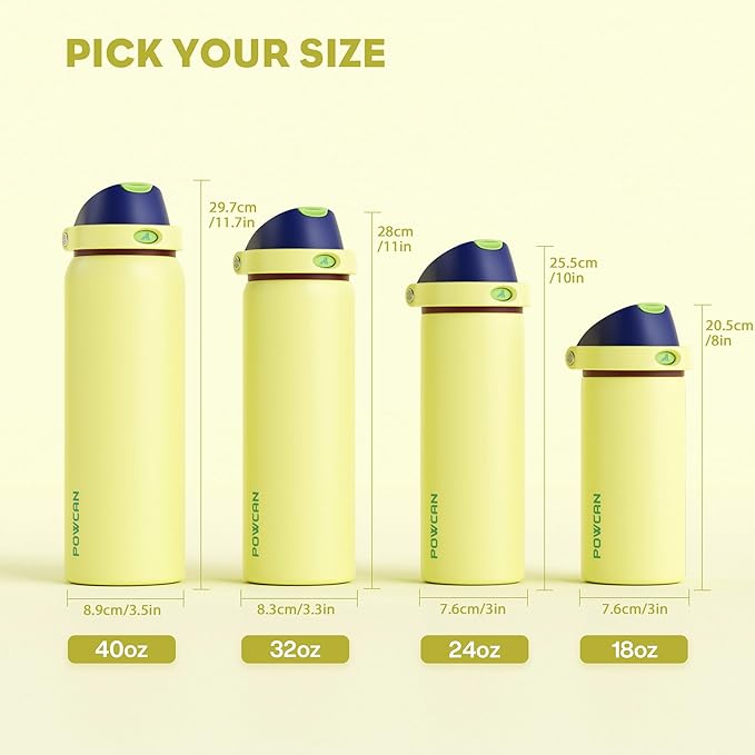 POWCAN 18 oz Insulated Stainless Steel Water Bottle: 2-in-1 Push-Button Spout & - Image 8
