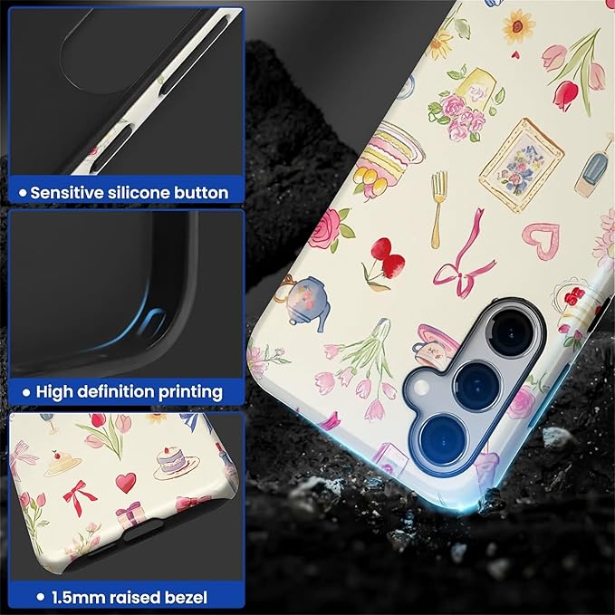 for Samsung Galaxy S24 FE Case, HL2 Aesthetic Bow Preppy Collage Hybrid 2 Layer - Image 3