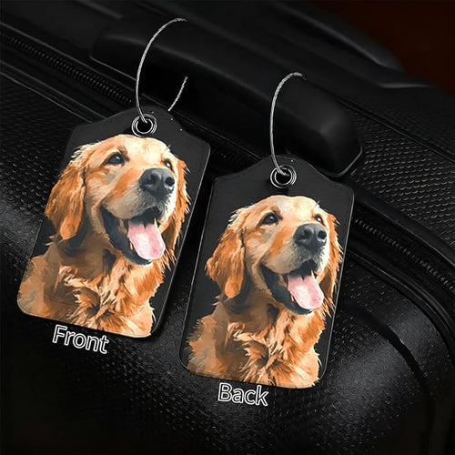 2 Pack Cute Dog Luggage Tags for Suitcases, PU Leather Bag Identifiers - Image 2