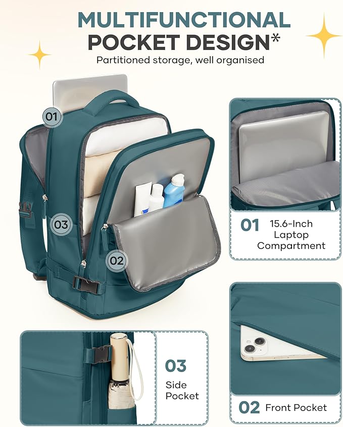 coofay Large Travel Backpack For Women Men Airline Approved Carry On Backpack - Image 5