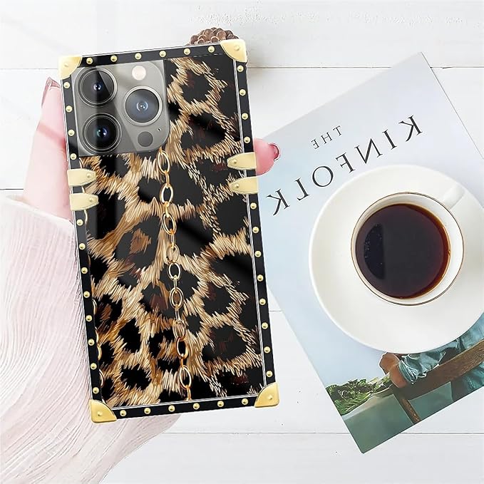 Compatible with iPhone 14 Pro Case, Seamless Gold Chain Leopard Luxury Golden - Image 7
