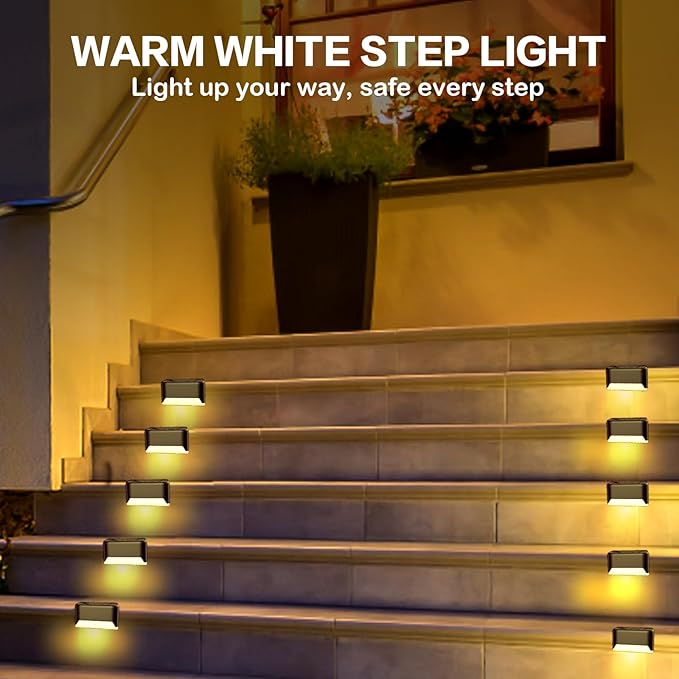 BKBB PPBB Solar Deck Lights Outdoor, Waterproof LED Solar Lights - Image 5
