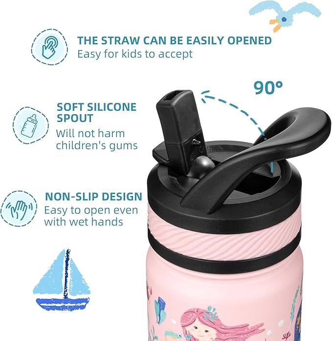 Fanhaw 14 Oz Kids Insulated Water Bottle - Image 3