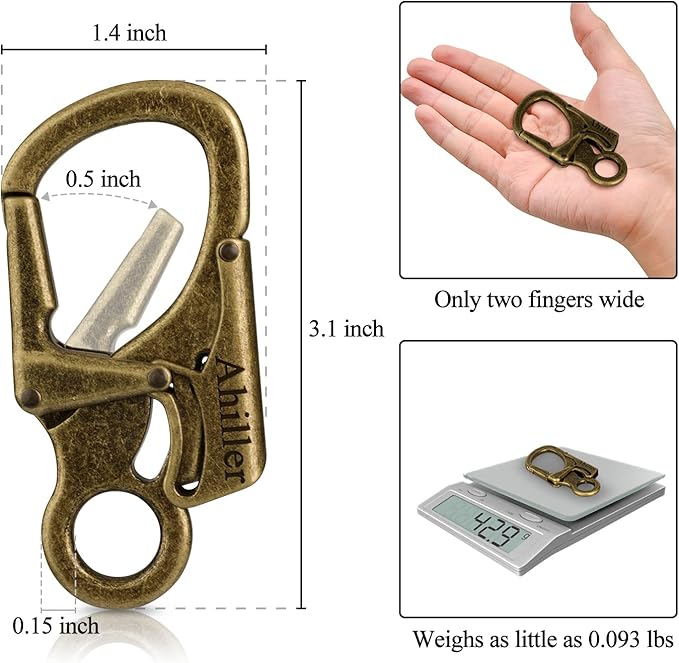 Ahiller Carabiner Clip, Double Anti-Misopening Locking Design, Key Ring Clip - Image 2