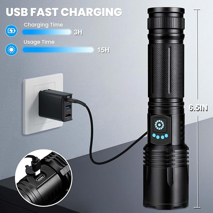 3 Pack Rechargeable Flashlights High Lumens, 000 Lumens Super Bright LED - Image 3