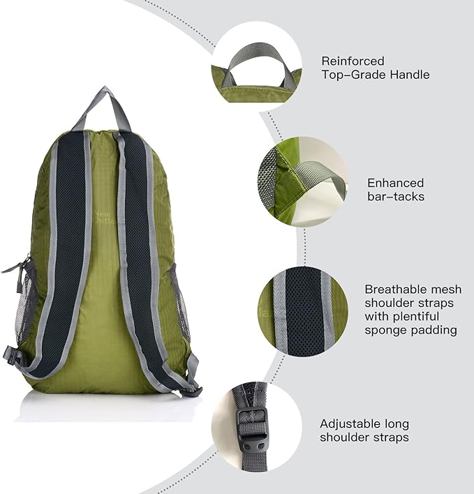 Outlander Packable Handy Lightweight Travel Hiking Backpack Daypack - Image 4