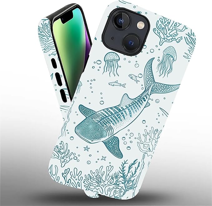 for iPhone 15 Case, HH2 Ocean Whale Shark Hybrid 2 Layer Hard Shell Silicone - Image 2