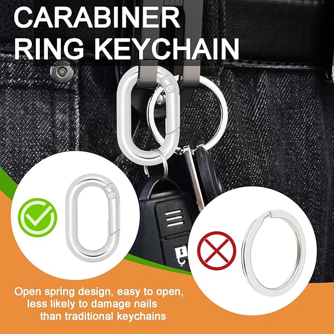 10Pack Oval Large Carabiner Clip, Metal Spring Carabiner Clips - Image 5