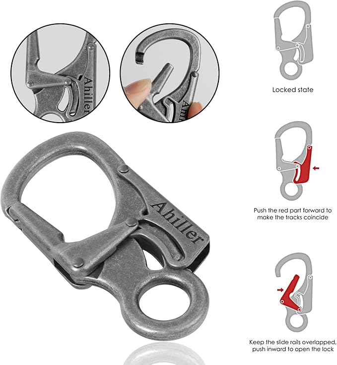Ahiller Carabiner Clip, Double Anti-Misopening Locking Design, Key Ring Clip - Image 2