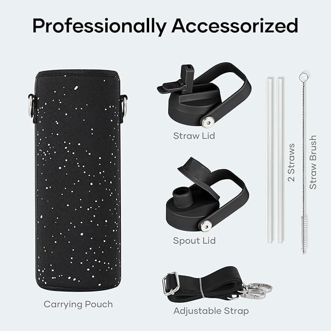 BUZIO 24 oz Insulated Water Bottle, Stainless Steel Wide Mouth Water Flask - Image 6