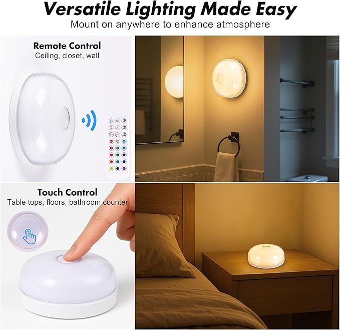 2-Pack Rechargeable Shower Light No Wiring, 15 RGBW Color Changeable Waterproof - Image 5