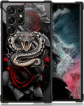 for Samsung Galaxy S22 Ultra Case, Entwined Rose Snake Pattern Graphic Design by FKBRCL4U