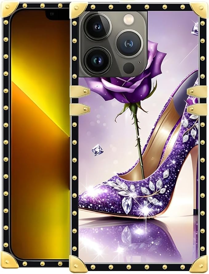 Compatible with iPhone 13 Pro Max Case, High Heeled Purple Diamond Rose Luxury by Unknown