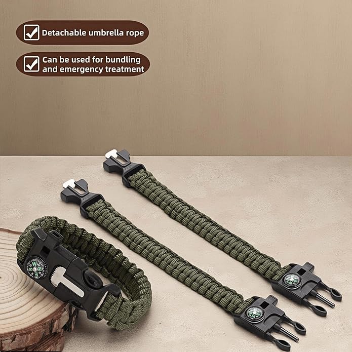 Chinshwehaw 5 in 1 Survival Bracelet-Fire Starter, Loud Whistle, Paracord Rope - Image 8